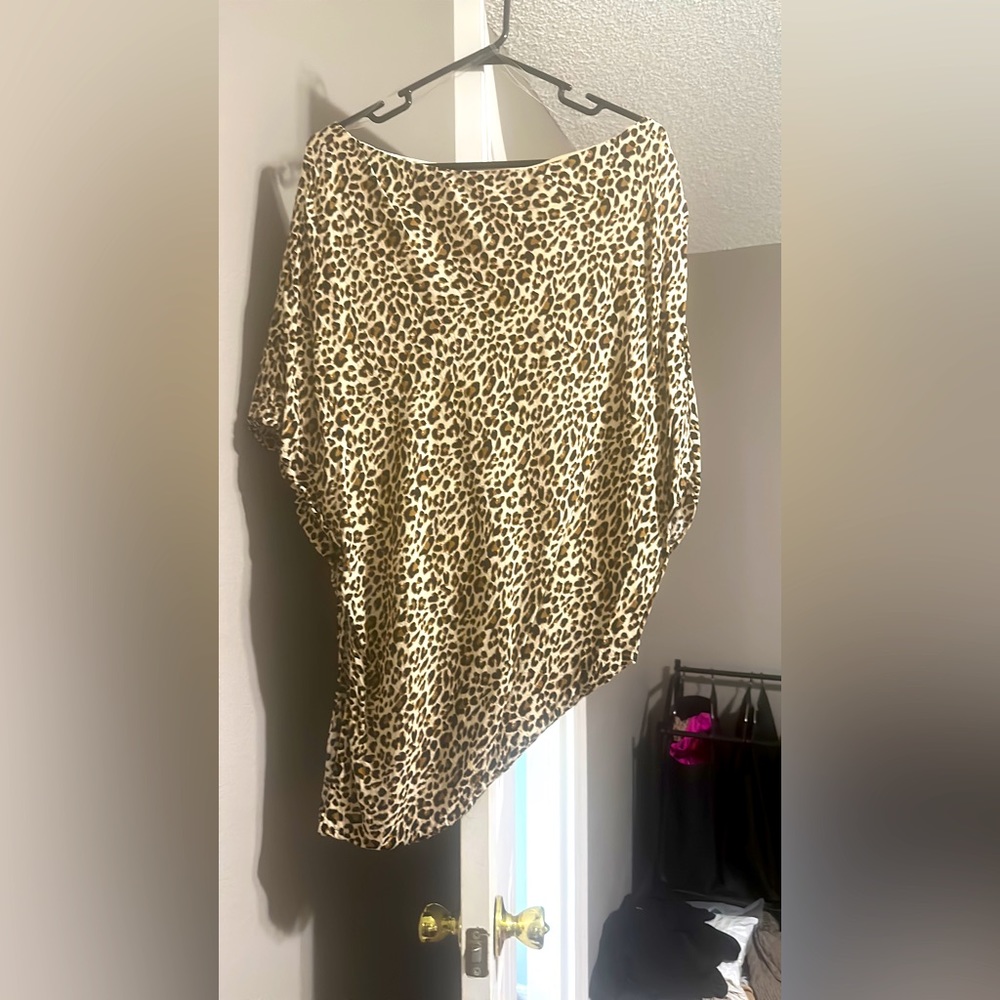 Asymmetrical leopard blouse NWOT